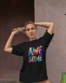 Awesome Graphics Printed Black Tshirt for Women