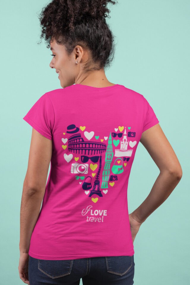 i love travel pink tshirt